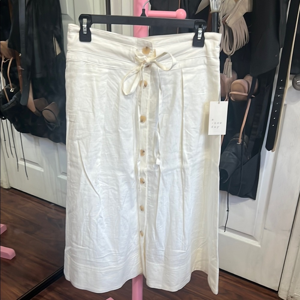 White Button-Down Skirt